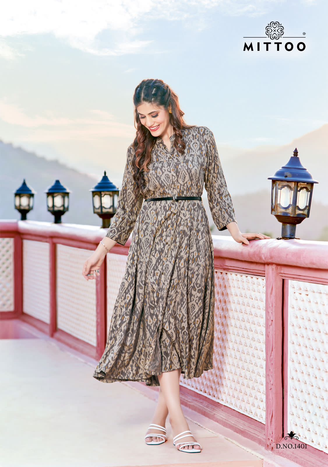 READY TO WEAR FANCY LONG KURTI WITH DESIGNER BELT COMBO at Rs 855 in Surat