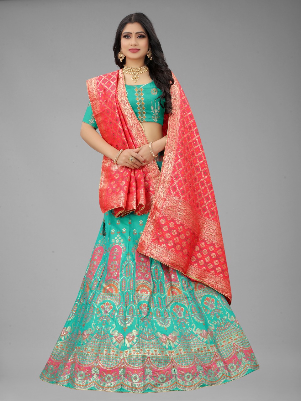 Buy Luxurious Orange Embroidered Banarasi Silk Designer Lehenga Choli From  Zeel Clothing.