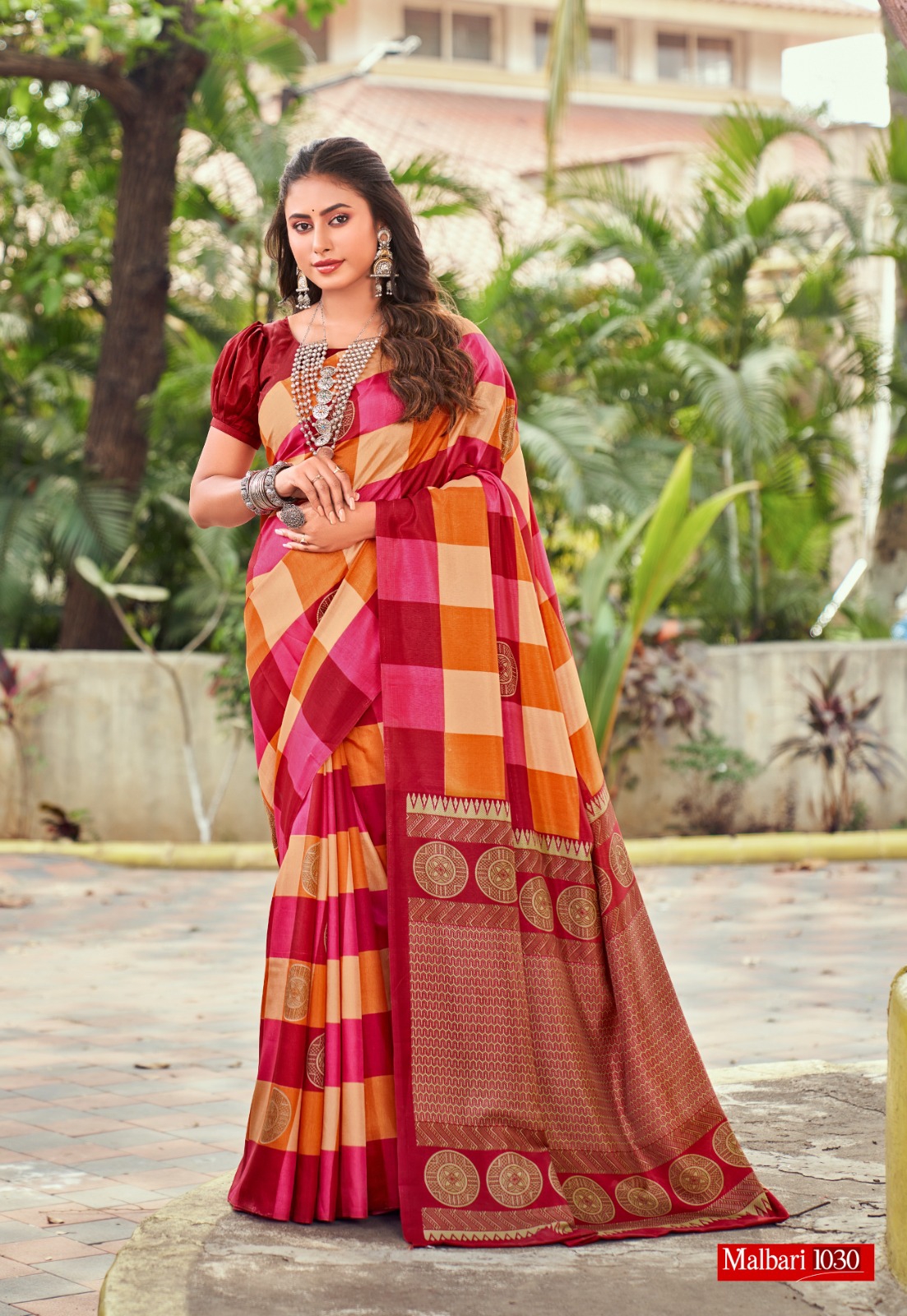 Malbari Silk Print Work Casual Saree -