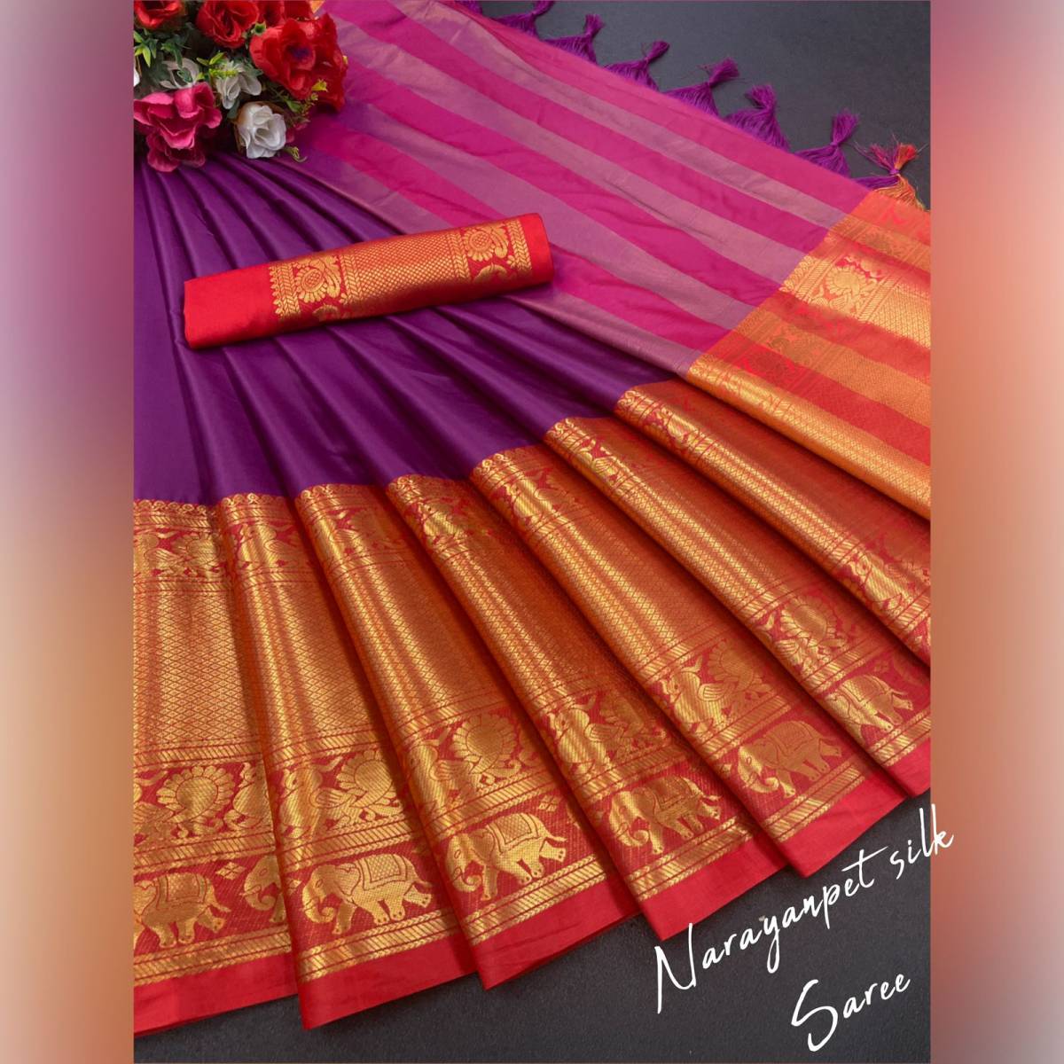 Narayanpet pure mercerized cotton saree – www.vannamayil.com