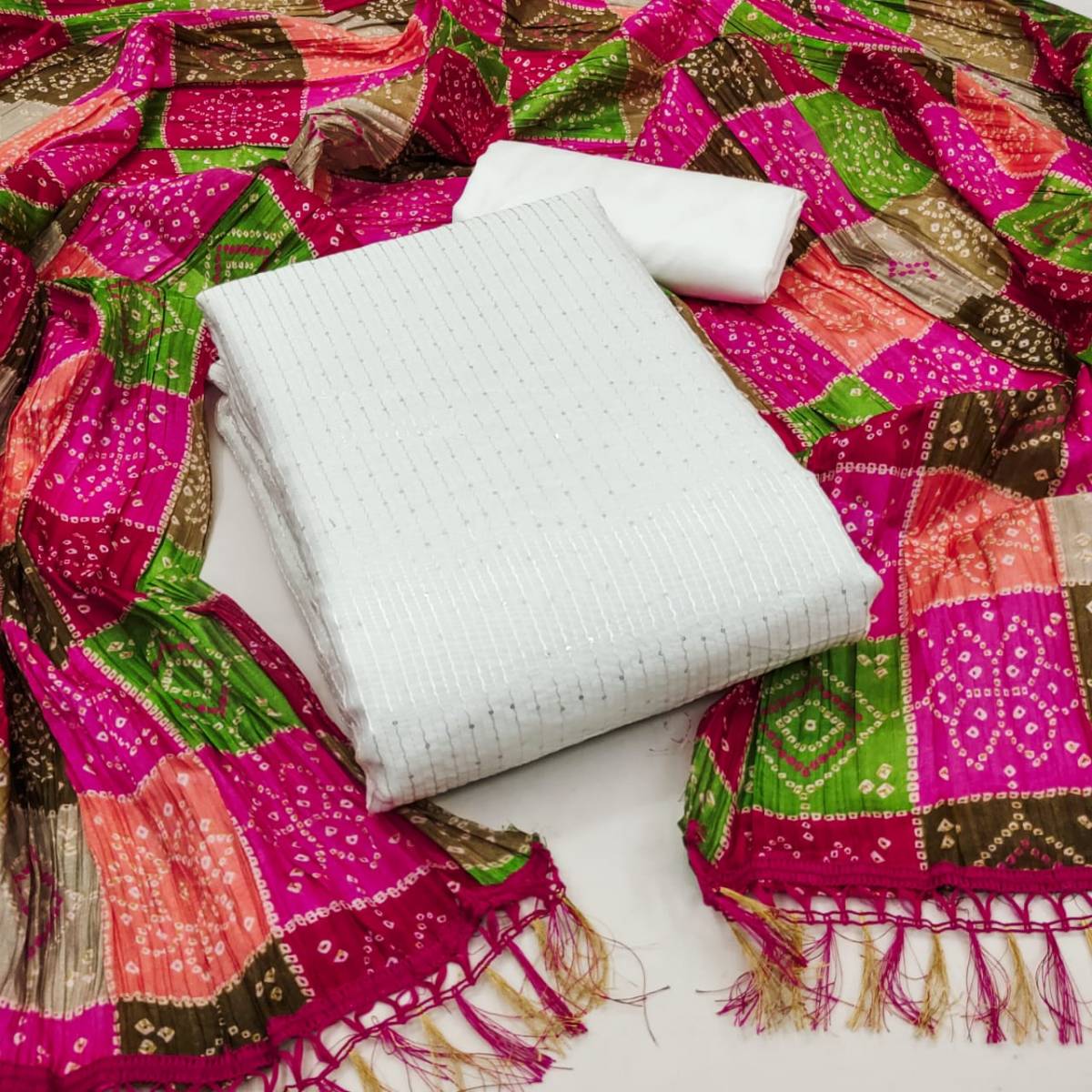 Nitya Nx Embroidery Work Chanderi Cotton Dress Material - The Ethnic World