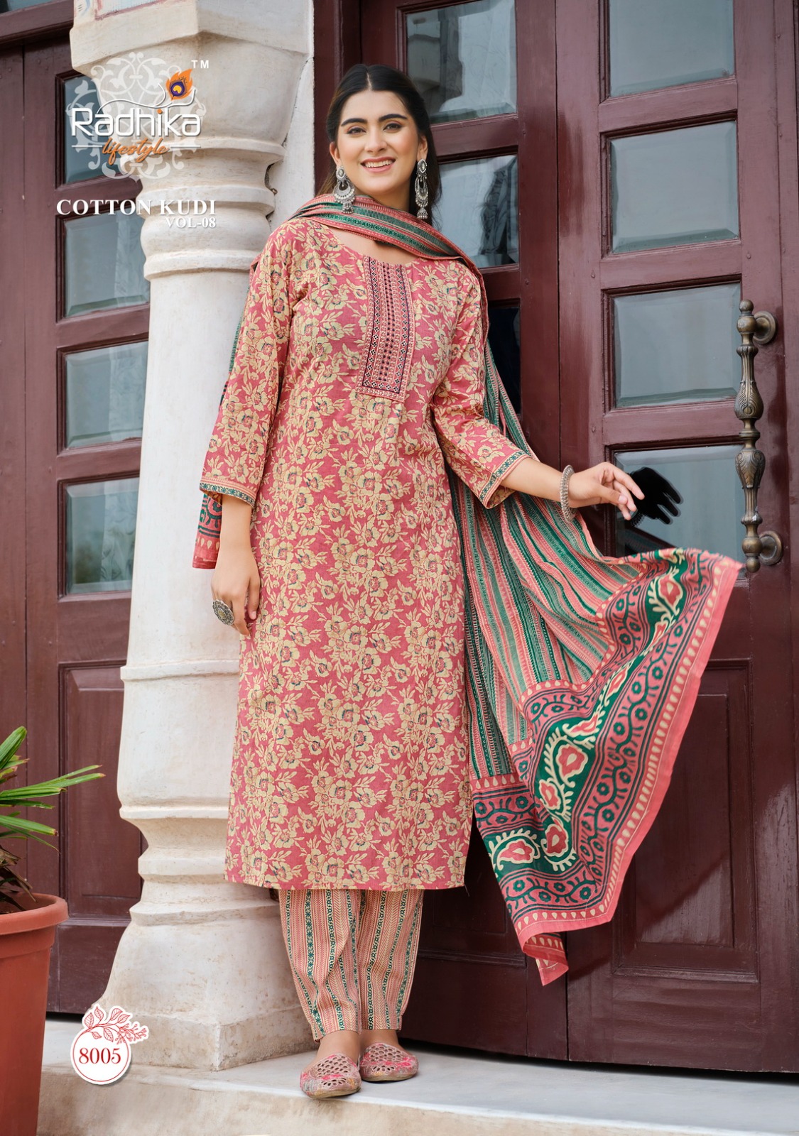 FANCY COTTON KURTI PANT WITH DUPTTA