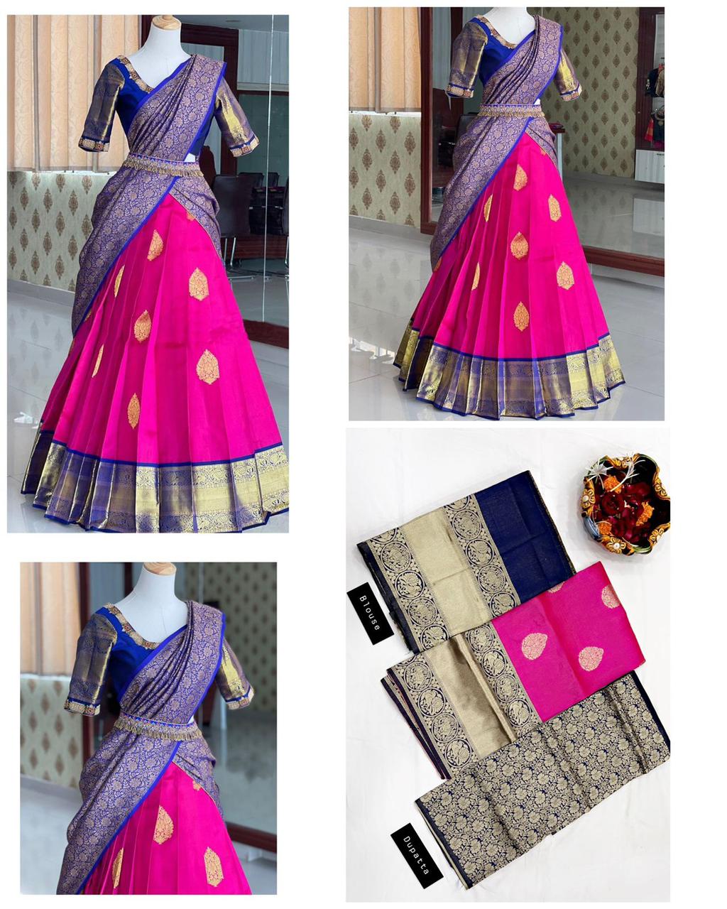 New Arrival W 178 Kanjivaram Silk Half Saree Lehenga Collection Design  Catalog