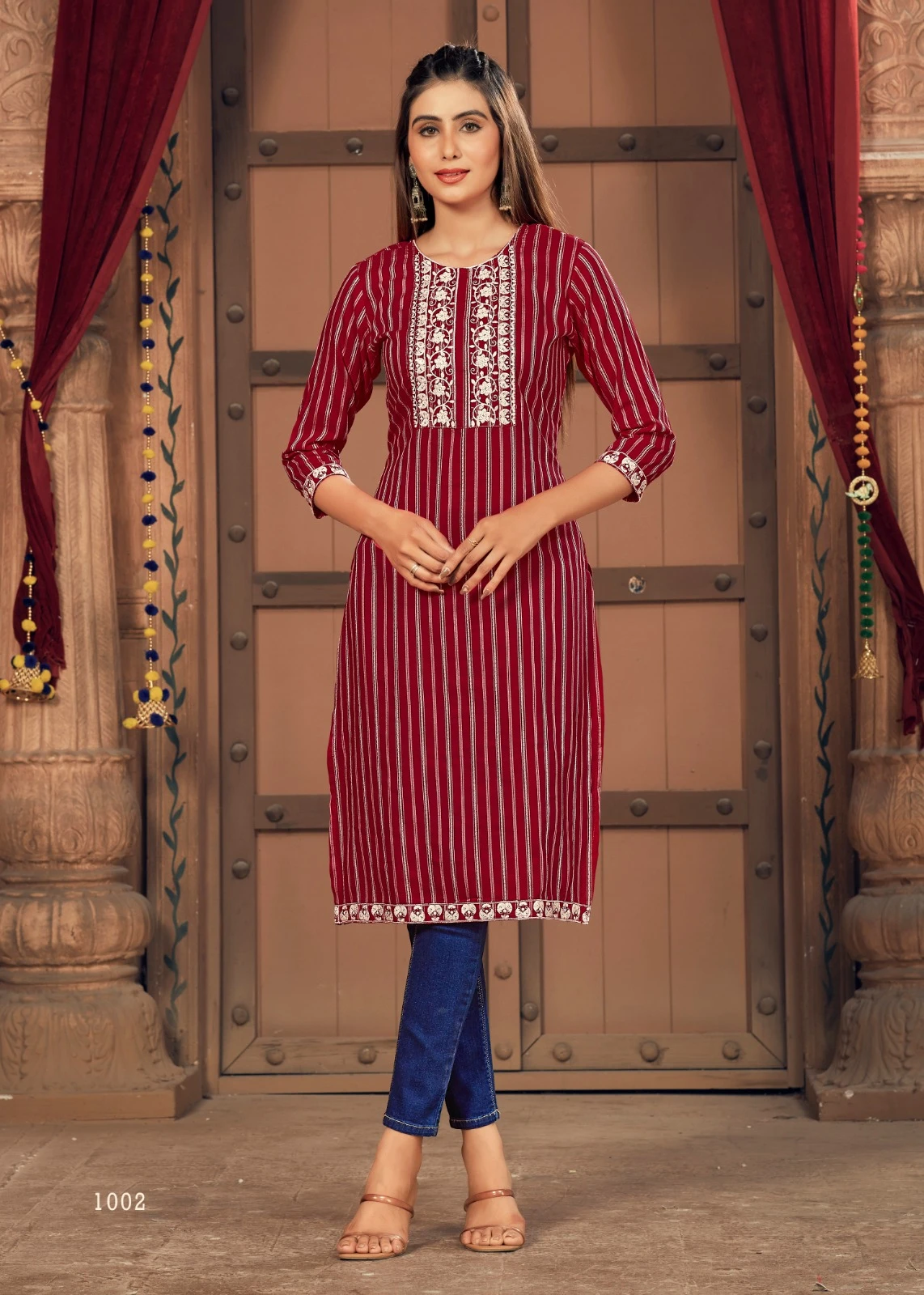 clothing art cotton glory vol-1 1001-1005 series designer kurti with pant  set latest catalogue
