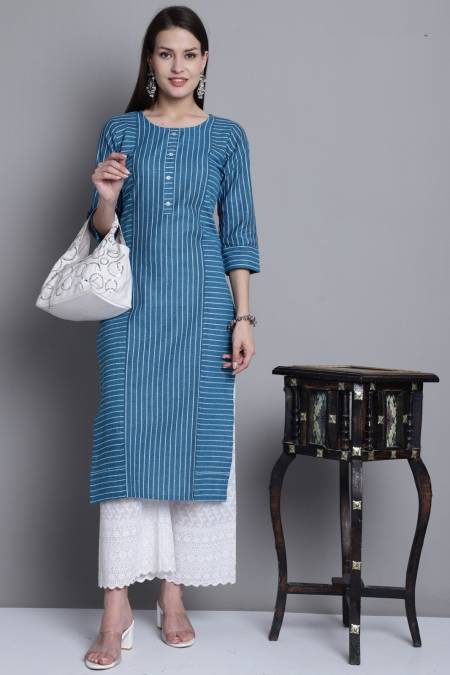 Pure Cotton Straight Kurti in Angrakha Pattern – Anhad Fashions