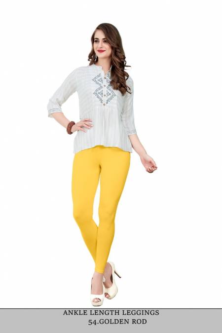 Buy online Yellow Solid Cotton Legging from Capris & Leggings for Women by  V-mart for ₹299 at 0% off | 2024 Limeroad.com