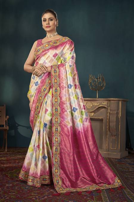 Silk Sarees : Dark pink banarasi kota silk jacquard weaing ...