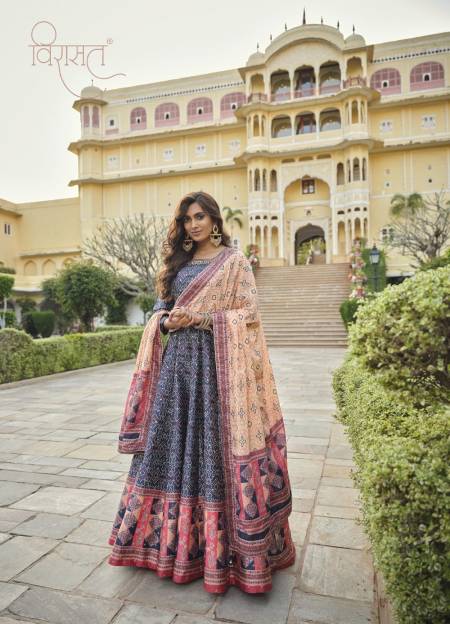 Buy Party Wear Rani Thread Work Georgette Gown With Dupatta Online From  Surat Wholesale Shop.