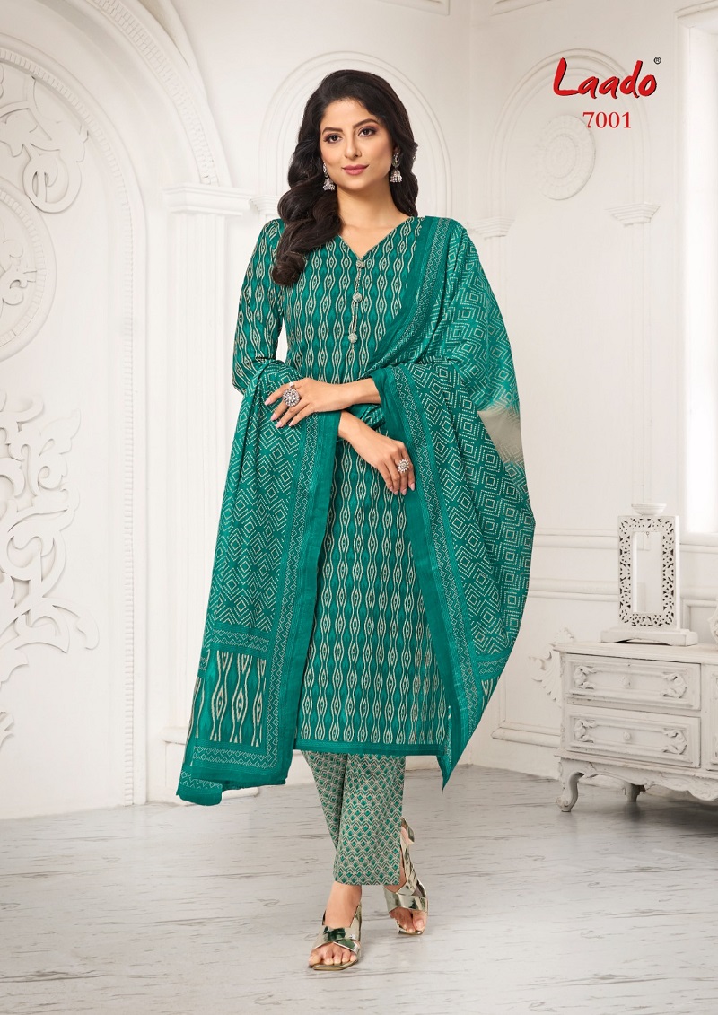 Green and Purple Cotton Printed Salwar Suit Dress Material – rangoutlet.com