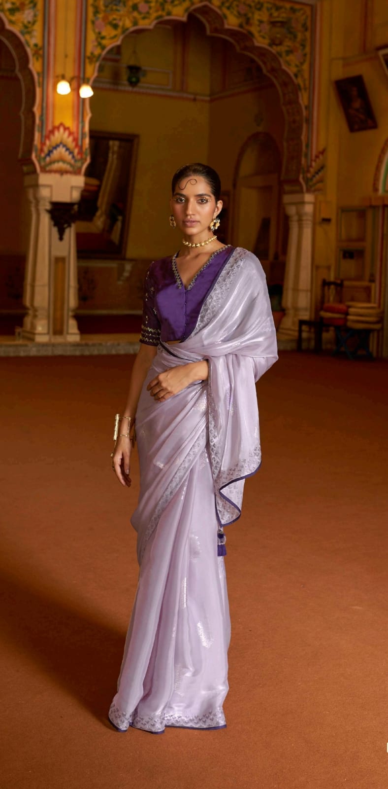 Purple Tissue Silk saree for women