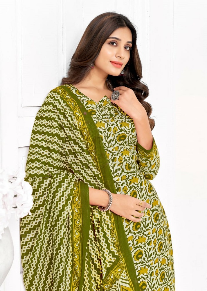Buy Mayur Creation Khushi Vol. 55 Women's Printed Cotton Dress Material  (Palm Green & Carrot Orange-5531) at Amazon.in