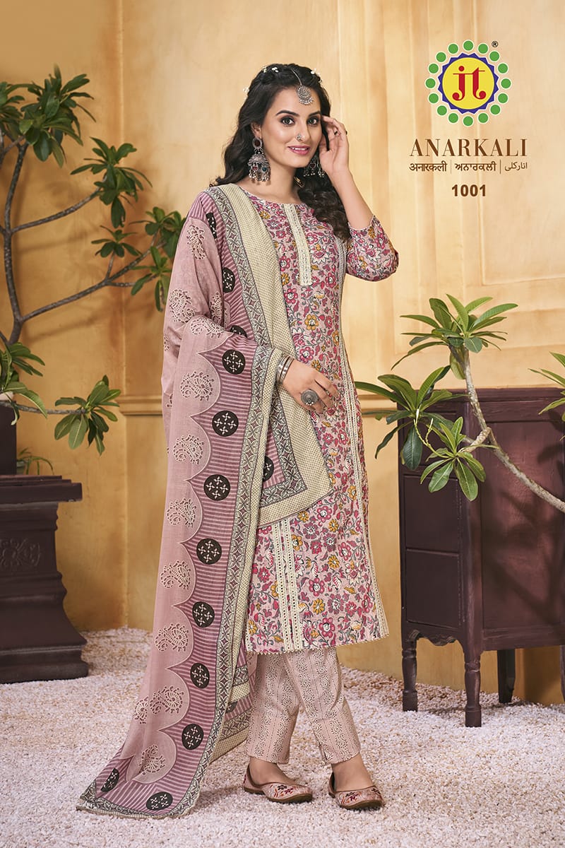 Clickedia Women's Net and Satin Flower Print Anarkali Dress Material ( –  neighbourjoy