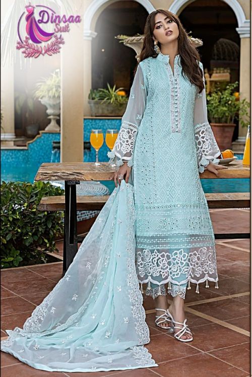 Buy Embroidered Grey Designer Pakistani Suit Online : Malaysia -